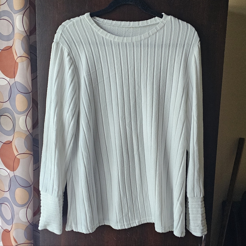 SHEIN White Ribbed Long Sleeve Sweater